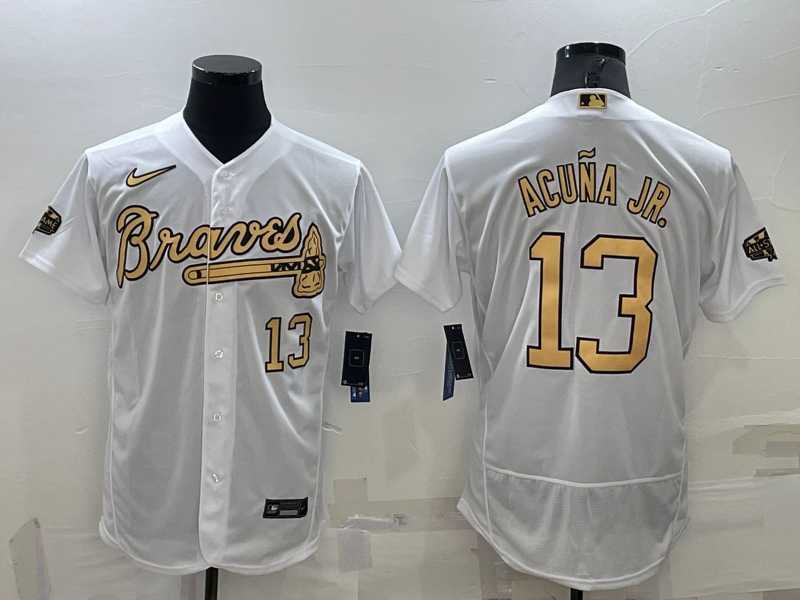 Men's Atlanta Braves #13 Ronald Acuna Jr White Number 2022 All Star Stitched Flex Base Nike Jersey,We sell and wholesale Men's Atlanta Braves #13 Ronald Acuna Jr White Number 2022 All Star Stitched Flex Base Nike Jersey on line form chian!